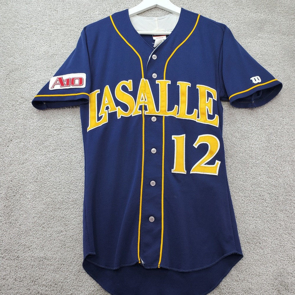 VTG LaSalle Explorers #12 Baseball Jersey Women S Navy Wilson A10 Embroidered
